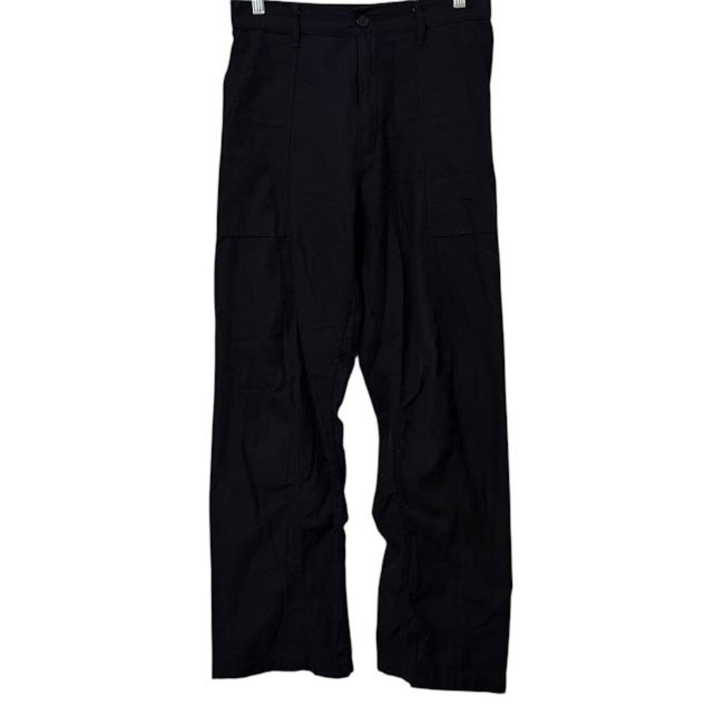 Billy Reid Linen Feel Black Cargo Straight Leg Lightweight Pants Womens 25